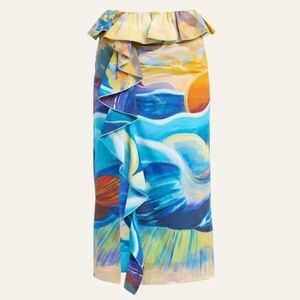 Ulla Johnson Nora Draped Ruffle Peplum Midi Skirt In Tuck